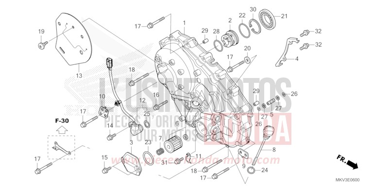 RIGHT CRANKCASE COVER for Forza 750 CANDY CHROMOSPHERE RED (R381) from 2024